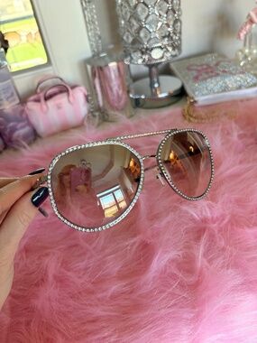Michael Kors Bling Rhinestone Aviator Sunglasses